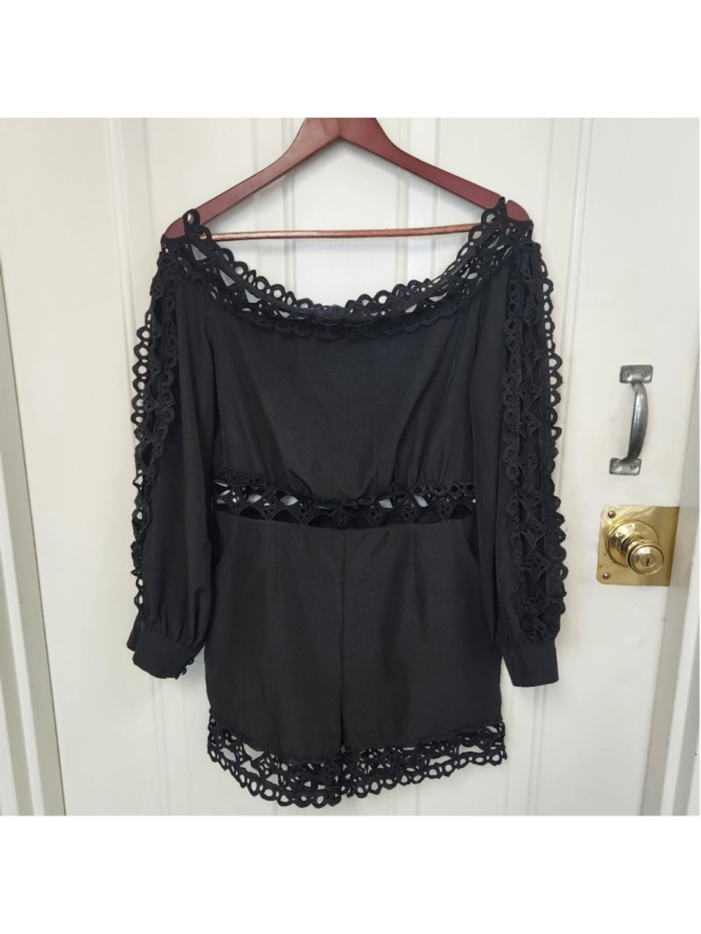 Chicme Gray and Red Embellished Ruffled Romper - Picture 3 of 9